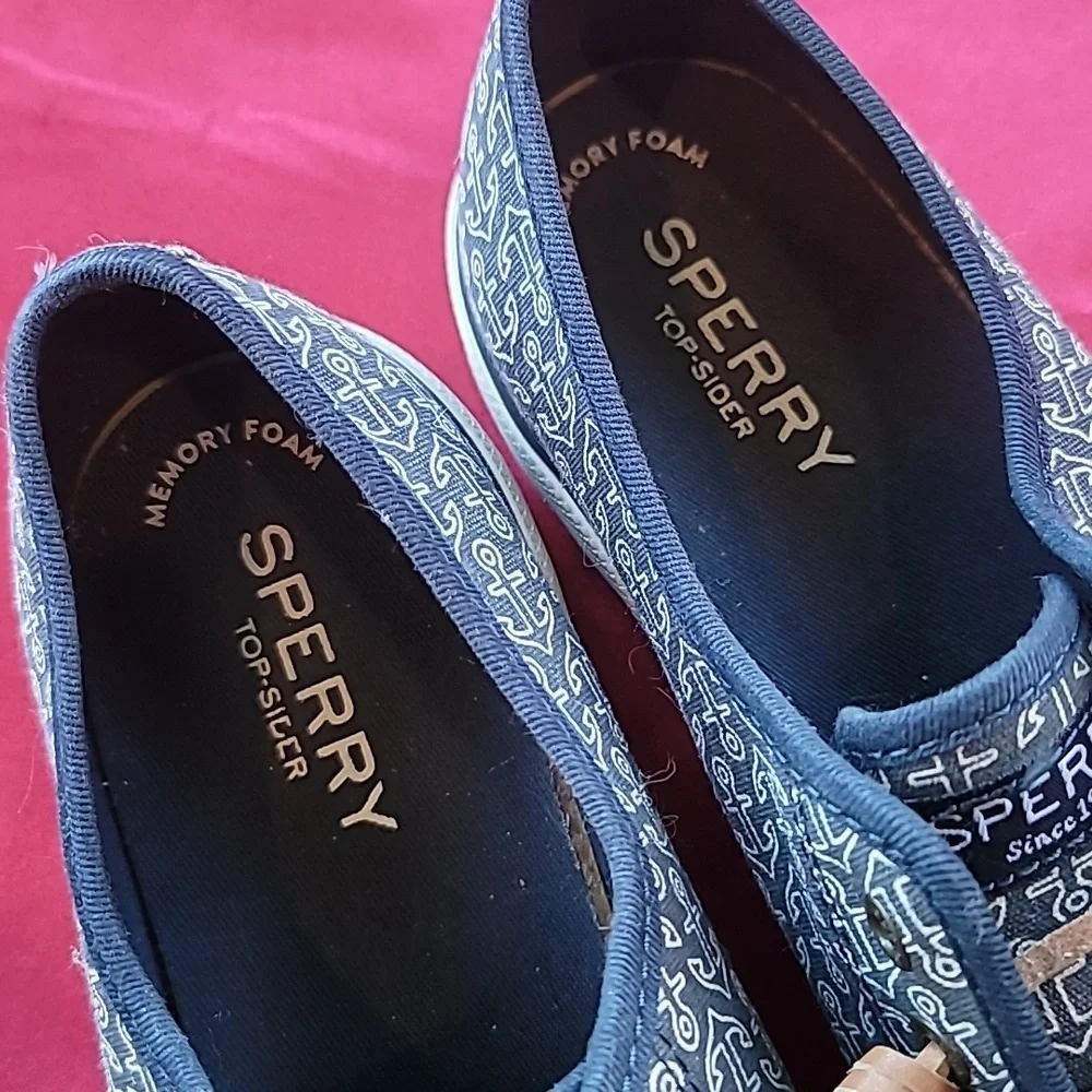 SPERRY womens CREST sz7 lace up RARE ANCHORS sneaker nautical boat shoe … - Picture 7 of 10